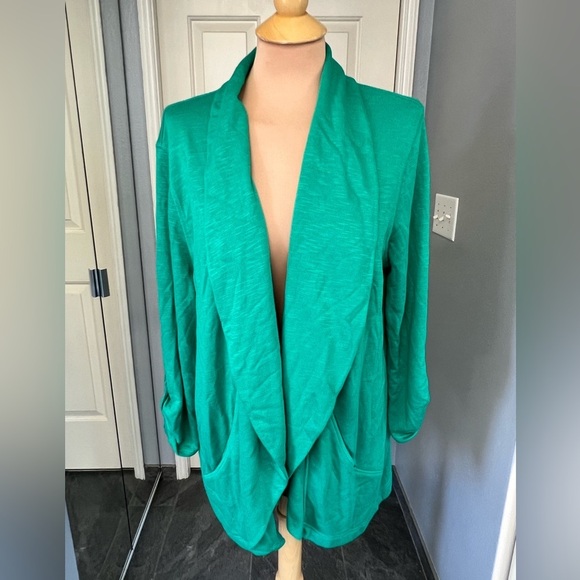 Chico’s Zenergy Kelly Green Open Drape Front Cardigan Size 3P - Picture 1 of 8